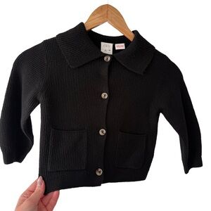 Zara Black Knit Button-Up Kids Cardigan 3T